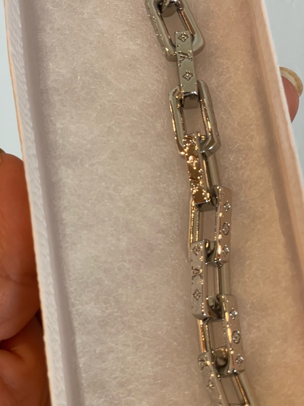 White Gold plated stainless steel Chain Link Bracelet - women men Jewelry